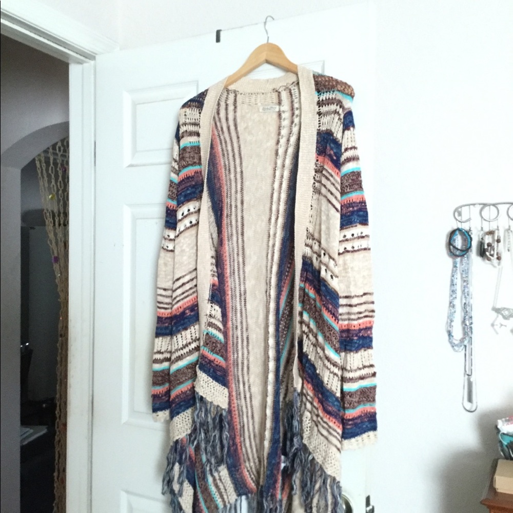 Southwest style knee length sweater